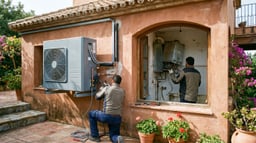 Sustitución de una caldera de gas por una bomba de calor de aerotermia en una vivienda española.